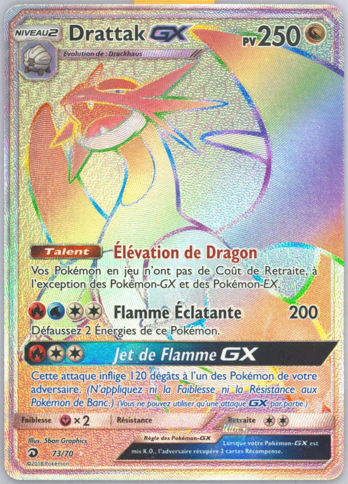 Full Art/Drattak GX French-Secret (73) 2018 Pokemon Sun & Moon Dragon Majesty