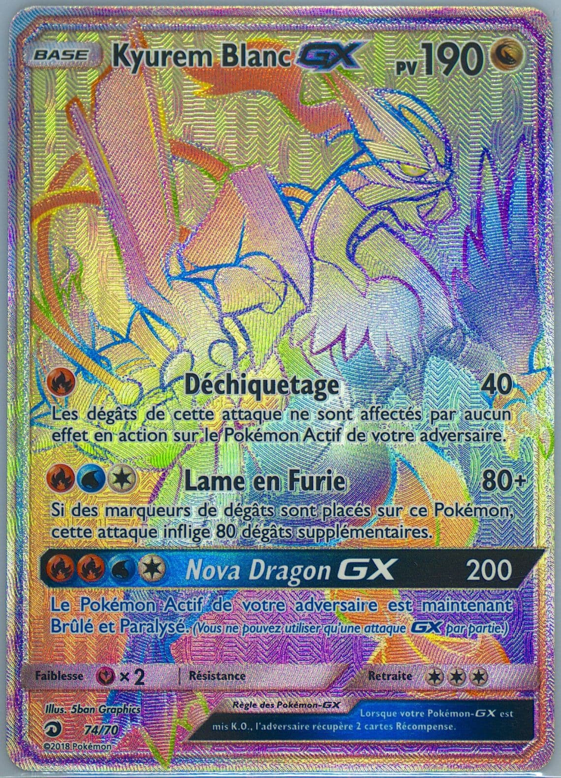 Full Art/Kyurem Blanc GX French-Secret (74) 2018 Pokemon Sun & Moon Dragon Majesty