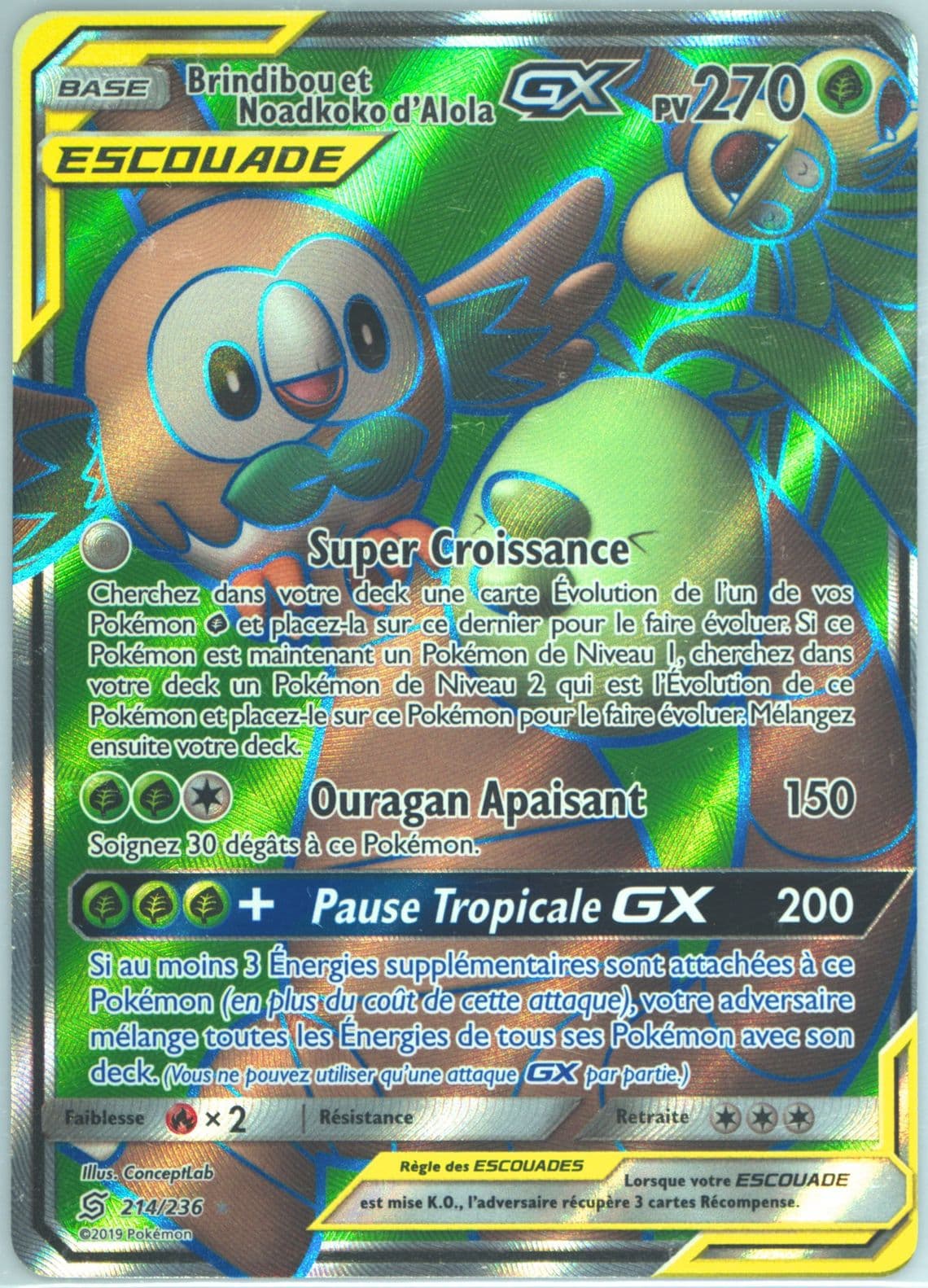 Full Art/Brindibou ET Noadkoko D'Alola GX French (214) 2019 Pokemon Sun & Moon Unified Minds