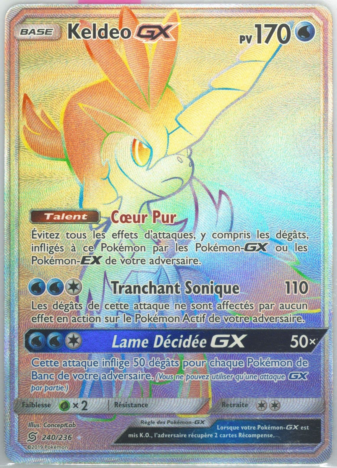 Full Art/Keldeo GX French-Secret (240) 2019 Pokemon Sun & Moon Unified Minds