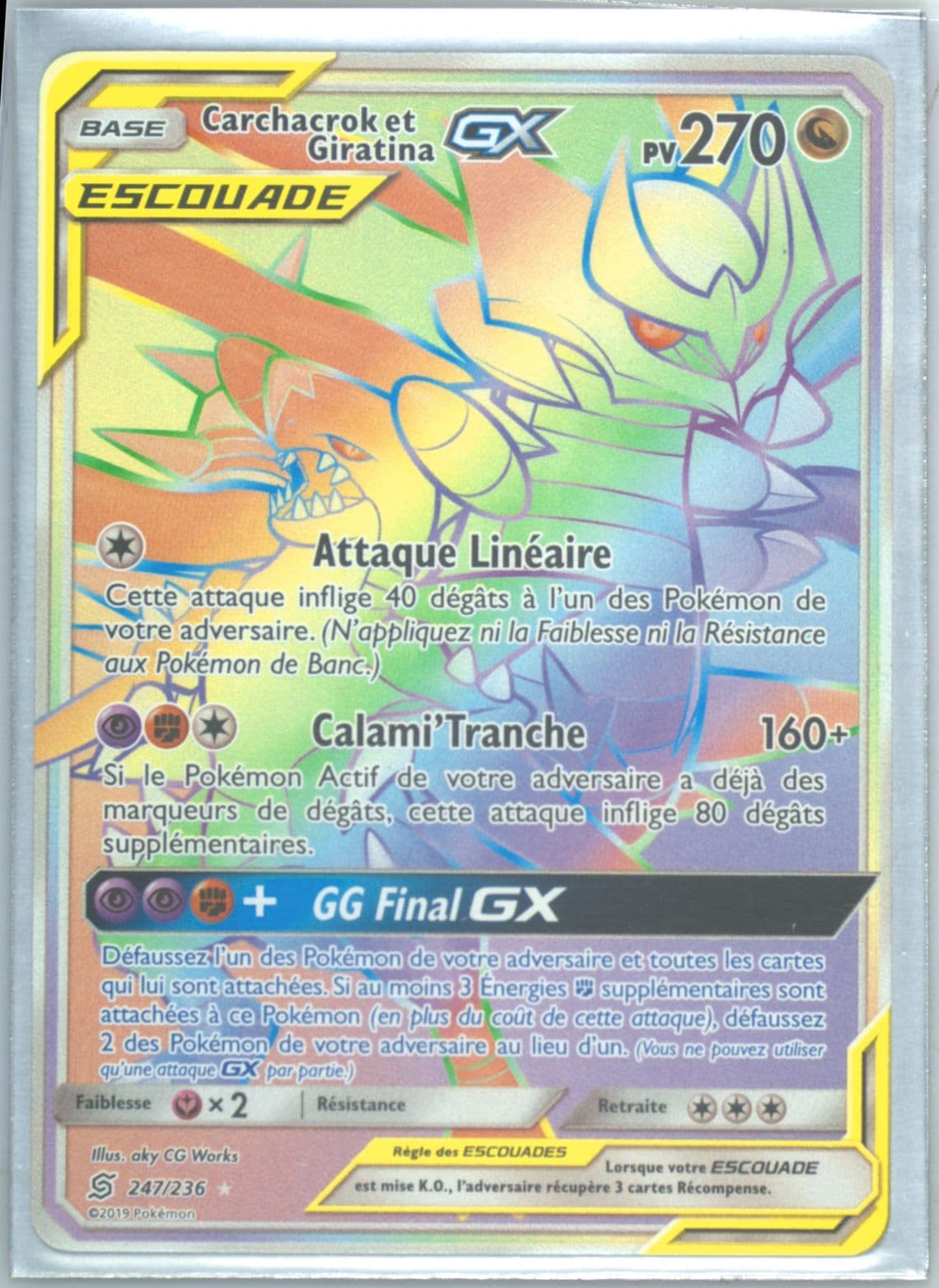 Full Art/Carchacrok ET Giratina GX French-Secret (247) 2019 Pokemon Sun & Moon Unified Minds