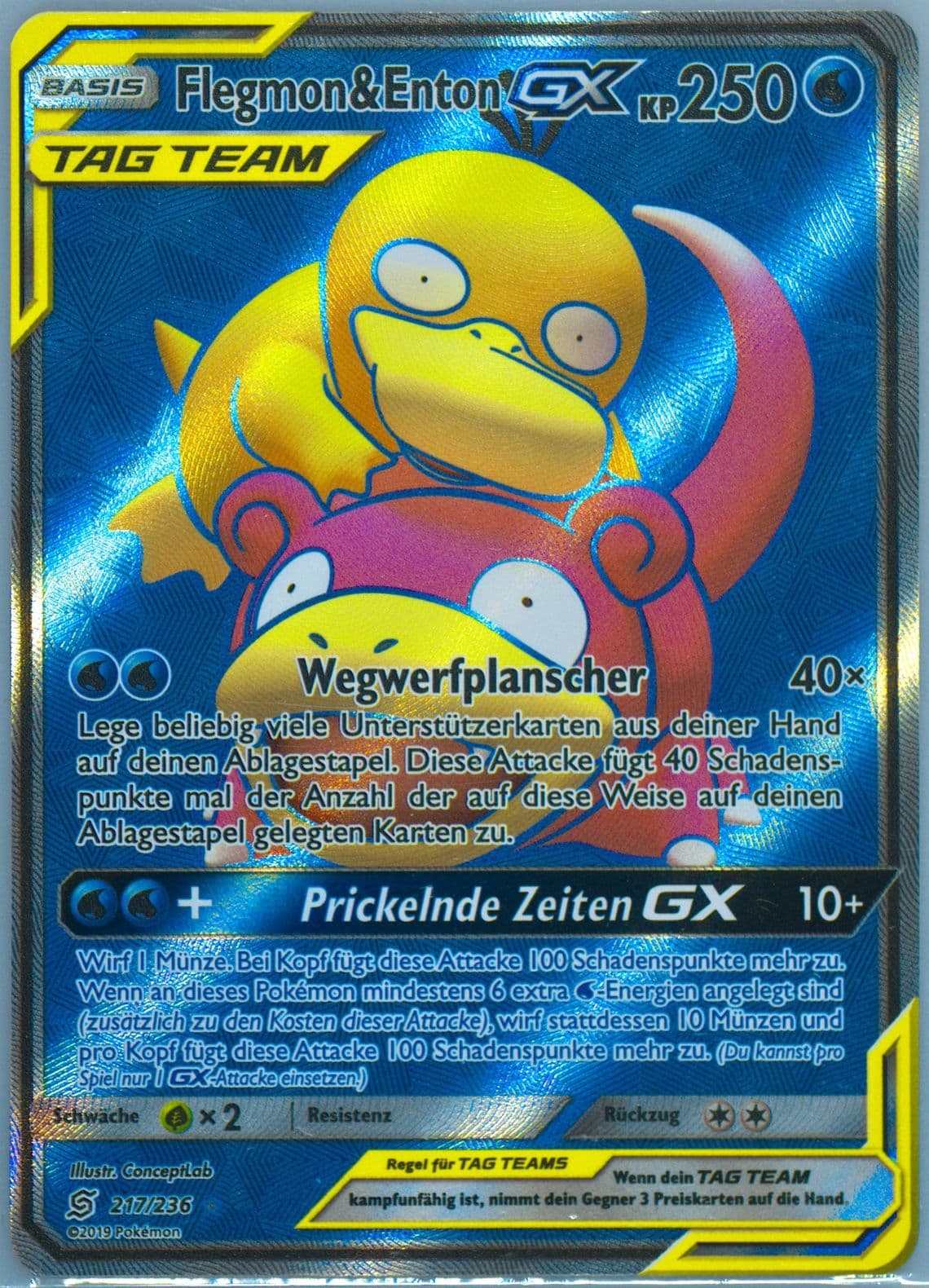 Full Art/Flegmon & Enton GX German (217) 2019 Pokemon Sun & Moon Unified Minds