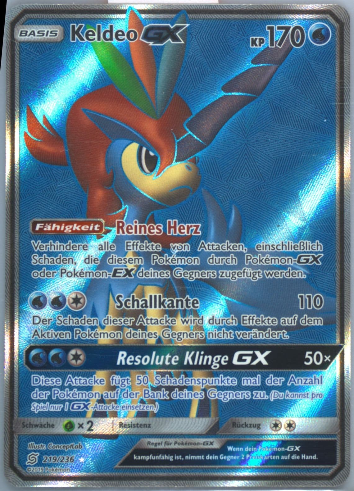 Full Art/Keldeo GX German (219) 2019 Pokemon Sun & Moon Unified Minds