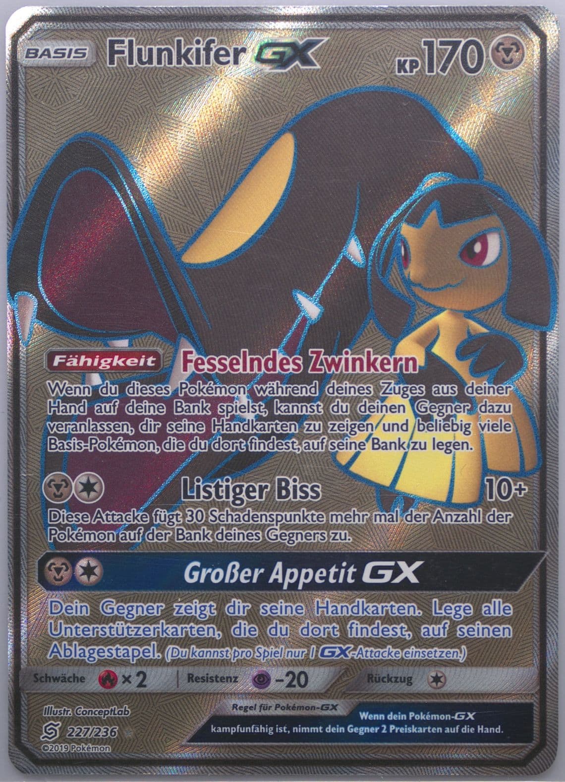 Full Art/Flunkifer GX German (227) 2019 Pokemon Sun & Moon Unified Minds