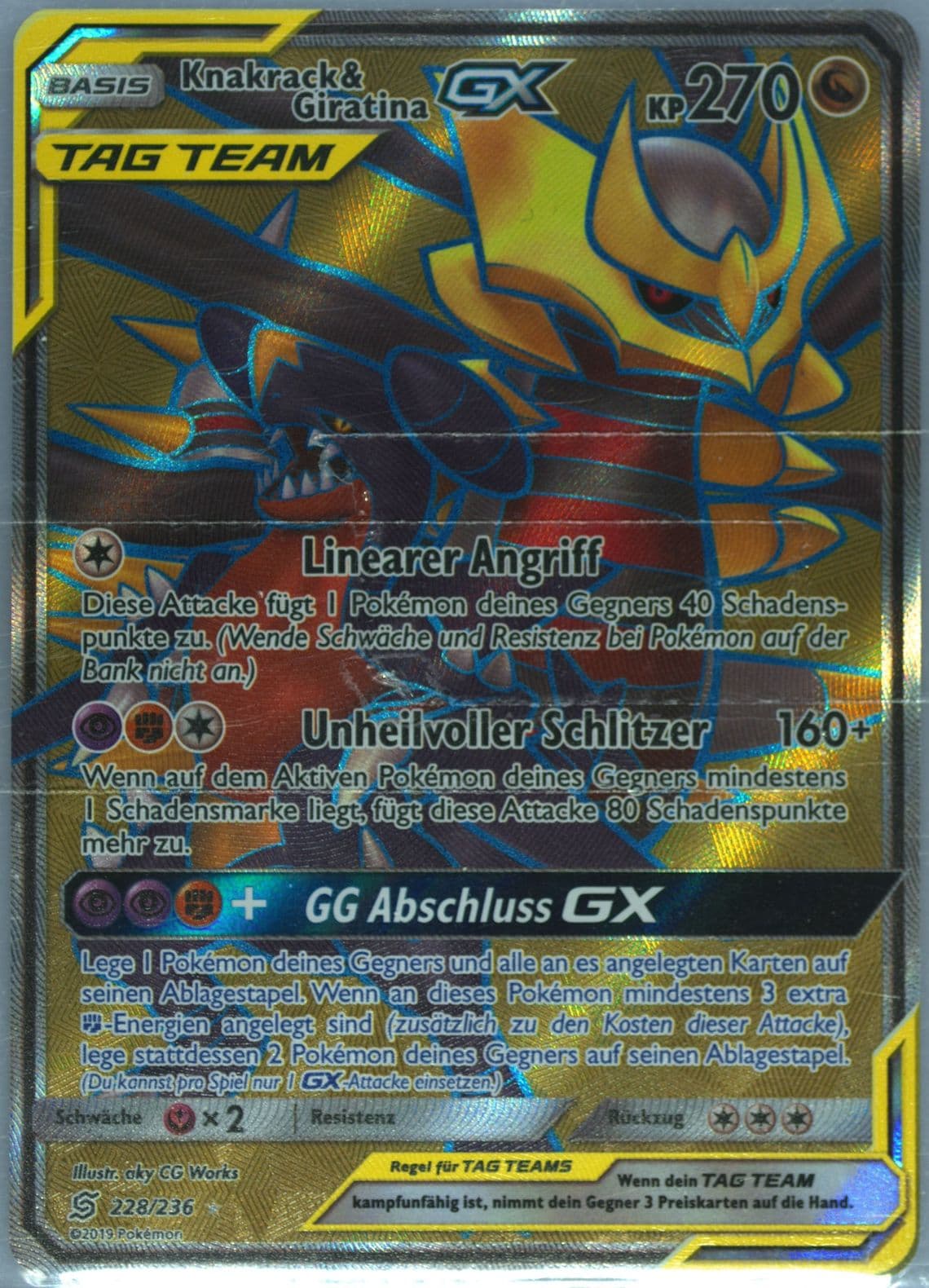 Full Art/Knakrack & Giratina GX German (228) 2019 Pokemon Sun & Moon Unified Minds