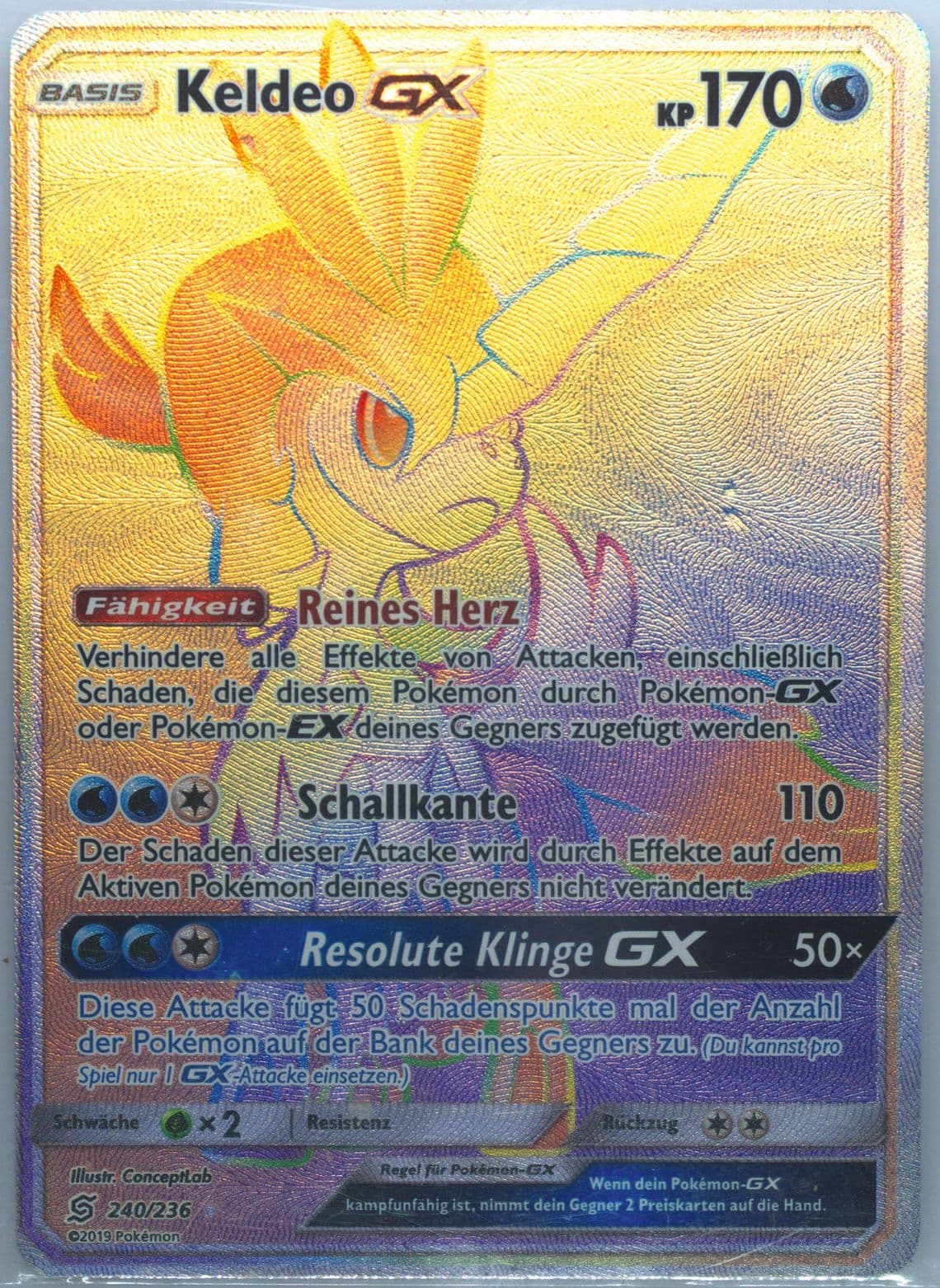 Full Art/Keldeo GX German-Secret (240) 2019 Pokemon Sun & Moon Unified Minds