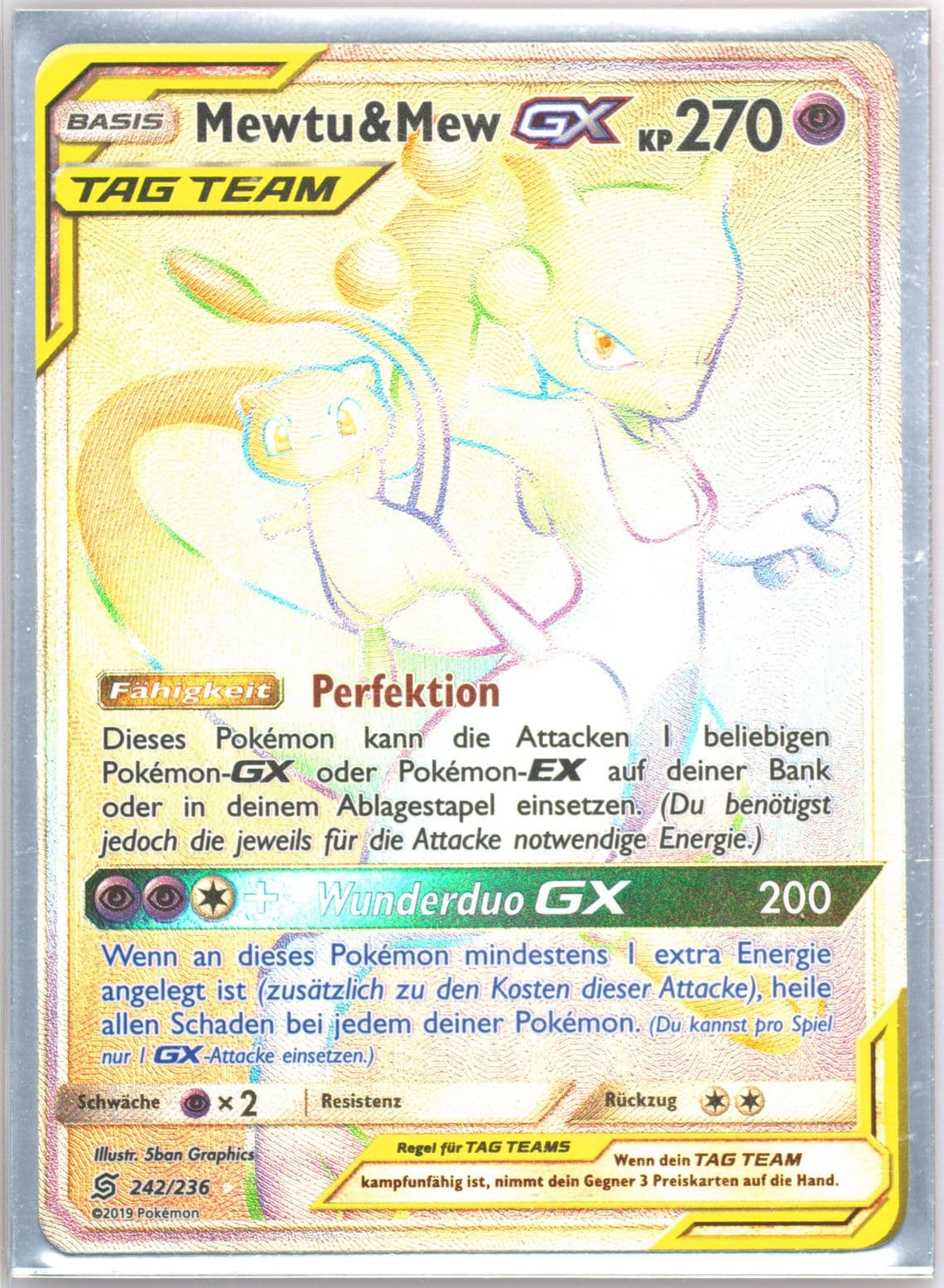 Full Art/Mewtu & Mew GX German-Secret (242) 2019 Pokemon Sun & Moon Unified Minds