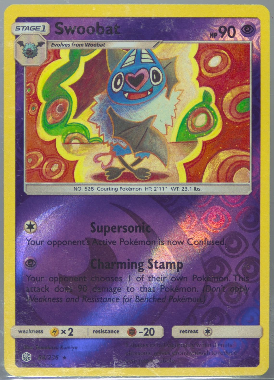 Swoobat-Reverse Foil (88) 2019 Pokemon Sun & Moon Cosmic Eclipse