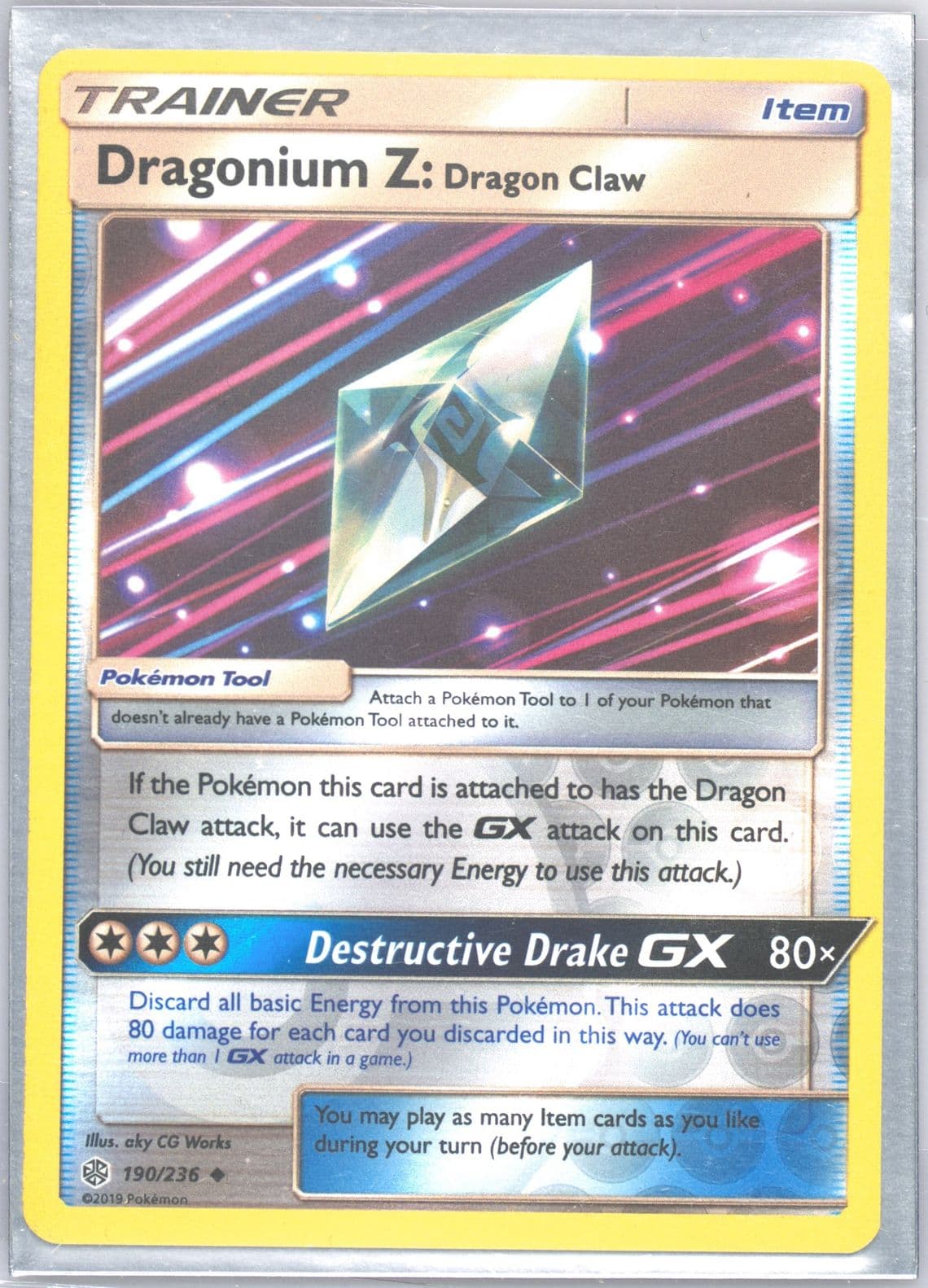 Dragonium Z: Dragon Claw-Reverse Foil (190) 2019 Pokemon Sun & Moon Cosmic Eclipse