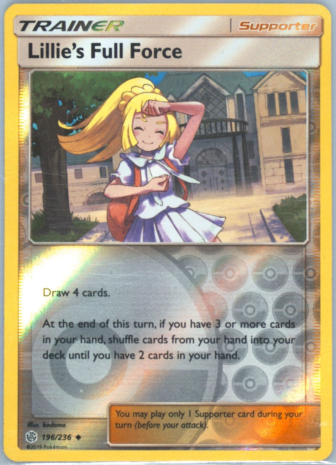Lillie's Full Force-Reverse Foil (196) 2019 Pokemon Sun & Moon Cosmic Eclipse