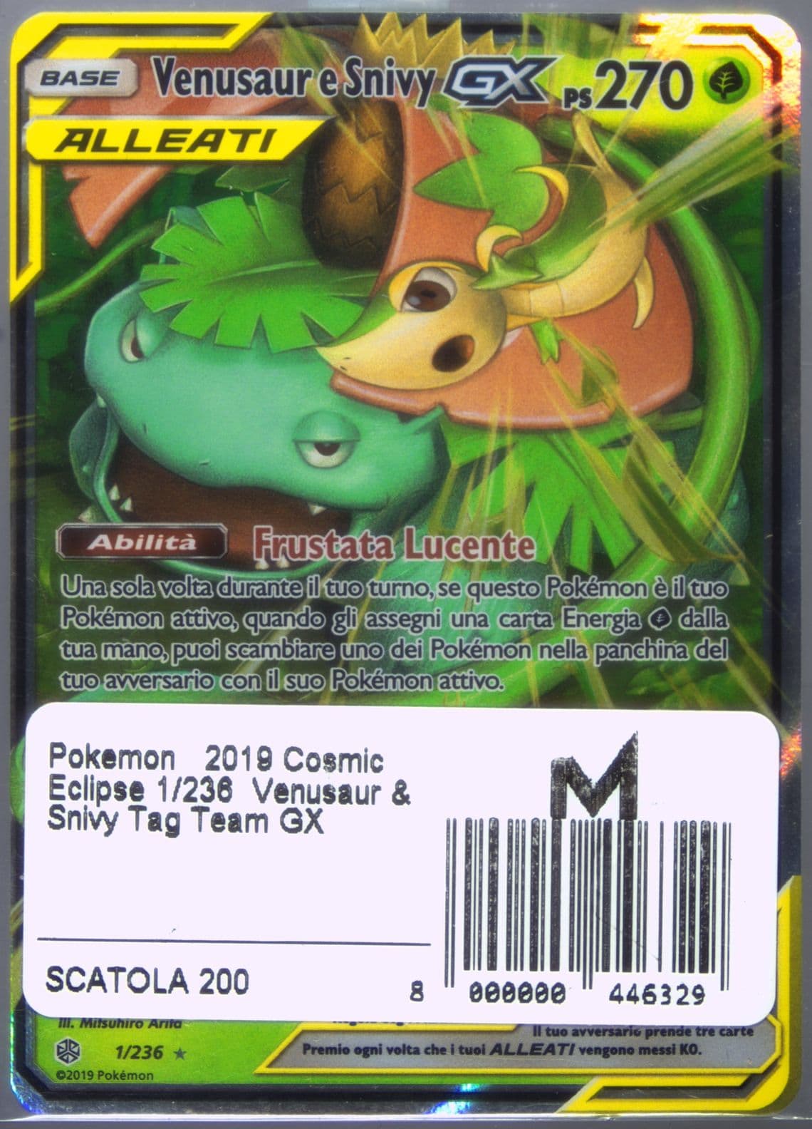 Venusaur E Snivy GX Italian (1) 2019 Pokemon Sun & Moon Cosmic Eclipse