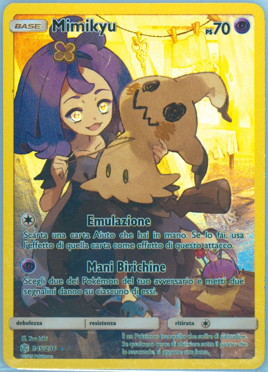 Full Art/Mimikyu Italian-Secret (245) 2019 Pokemon Sun & Moon Cosmic Eclipse