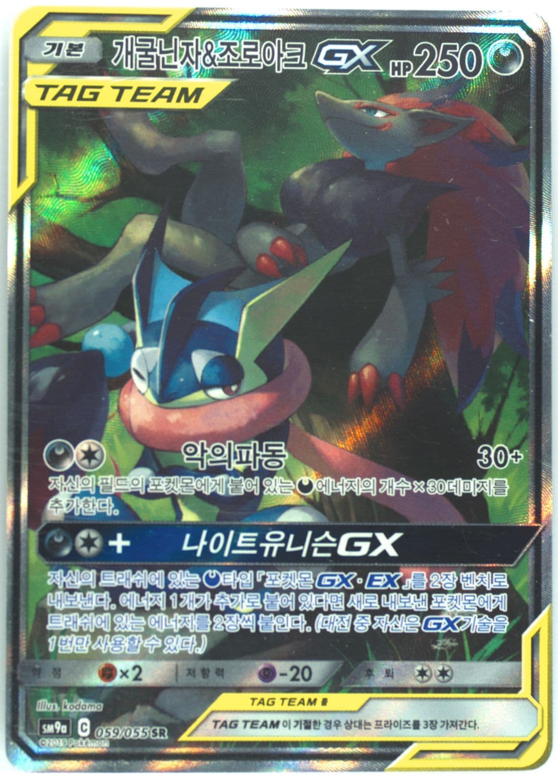 Full Art/Greninja & Zoroark GX (059) 2019 Pokemon Korean Sun & Moon Strength Expansion Pack Night Unison