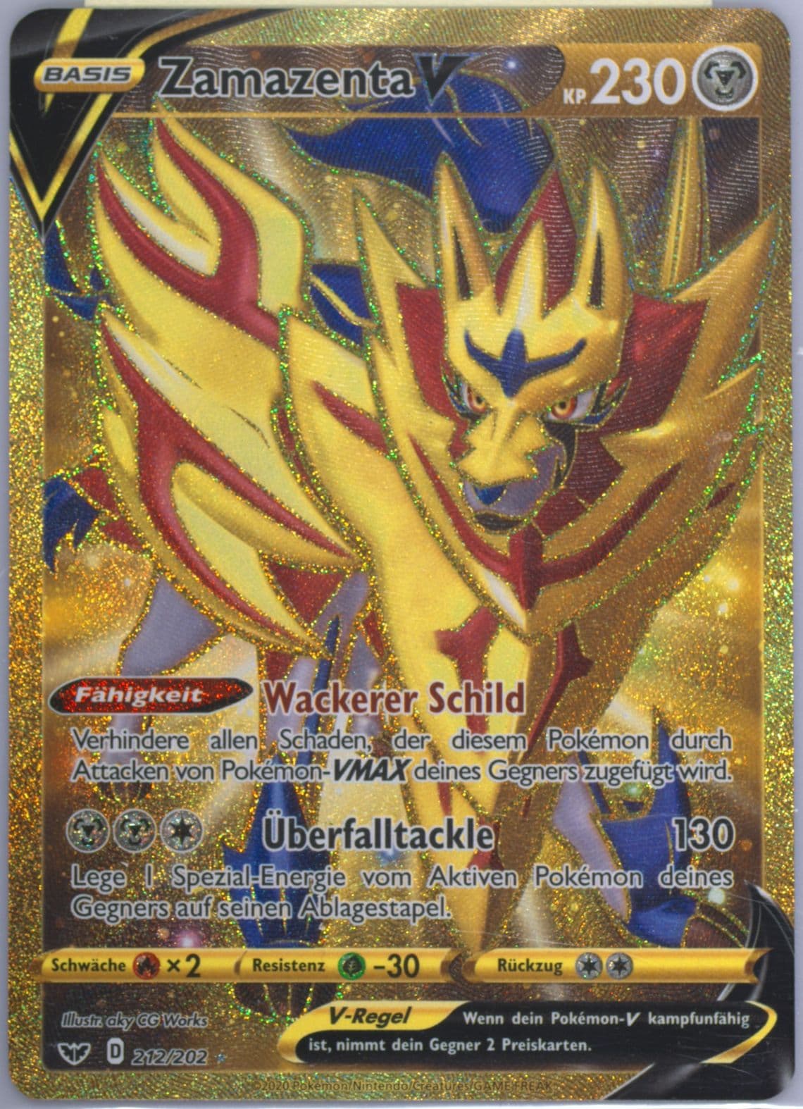 Full Art/Zamazenta V German-Secret (212) 2020 Pokemon Sword & Shield