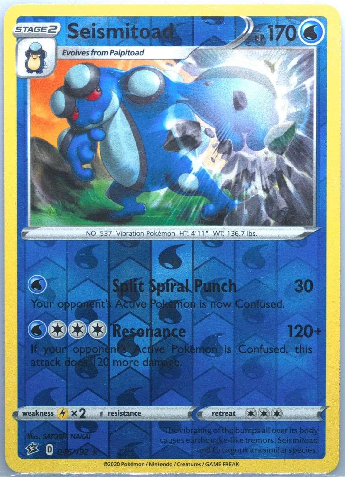 Seismitoad-Reverse Foil (046) 2020 Pokemon Sword & Shield Rebel Clash