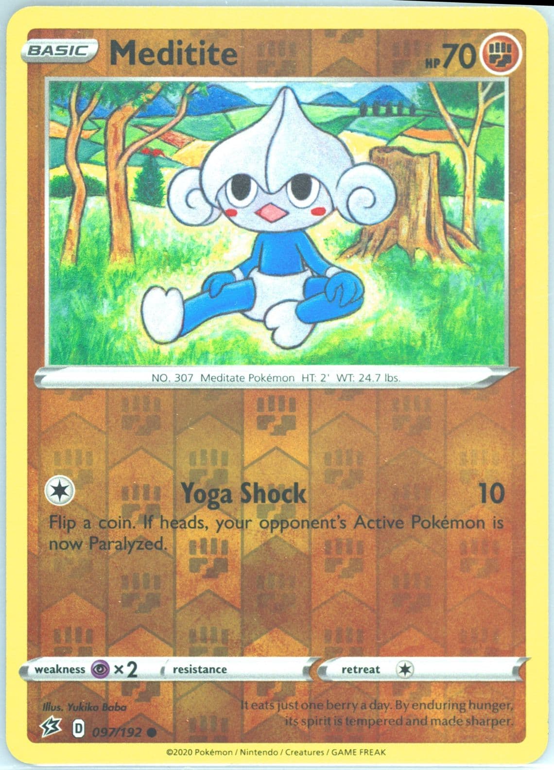 Meditite-Reverse Foil (097) 2020 Pokemon Sword & Shield Rebel Clash
