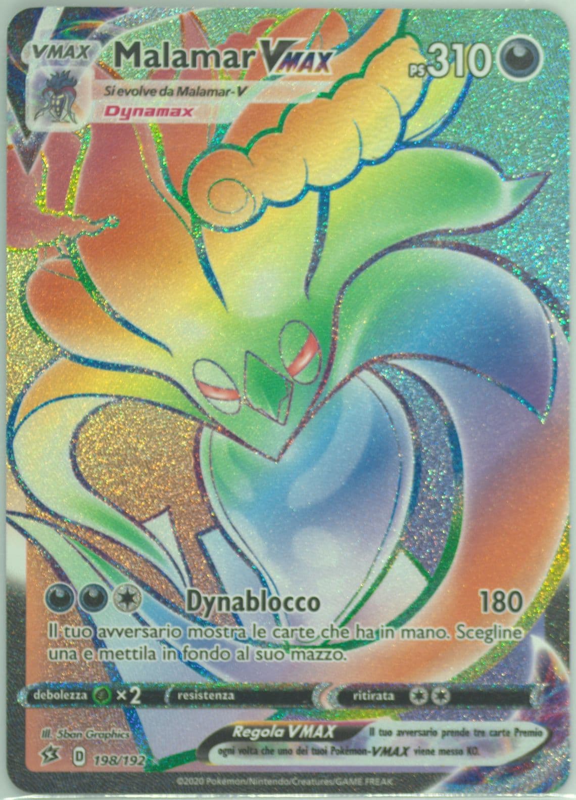 Full Art/Malamar Vmax Italian-Secret (198) 2020 Pokemon Sword & Shield Rebel Clash
