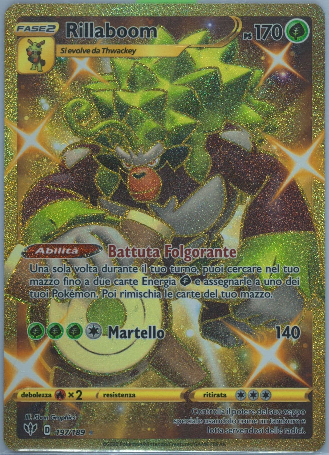 Full Art/Rillaboom Italian-Secret (197) 2020 Pokemon Sword & Shield Darkness Ablaze