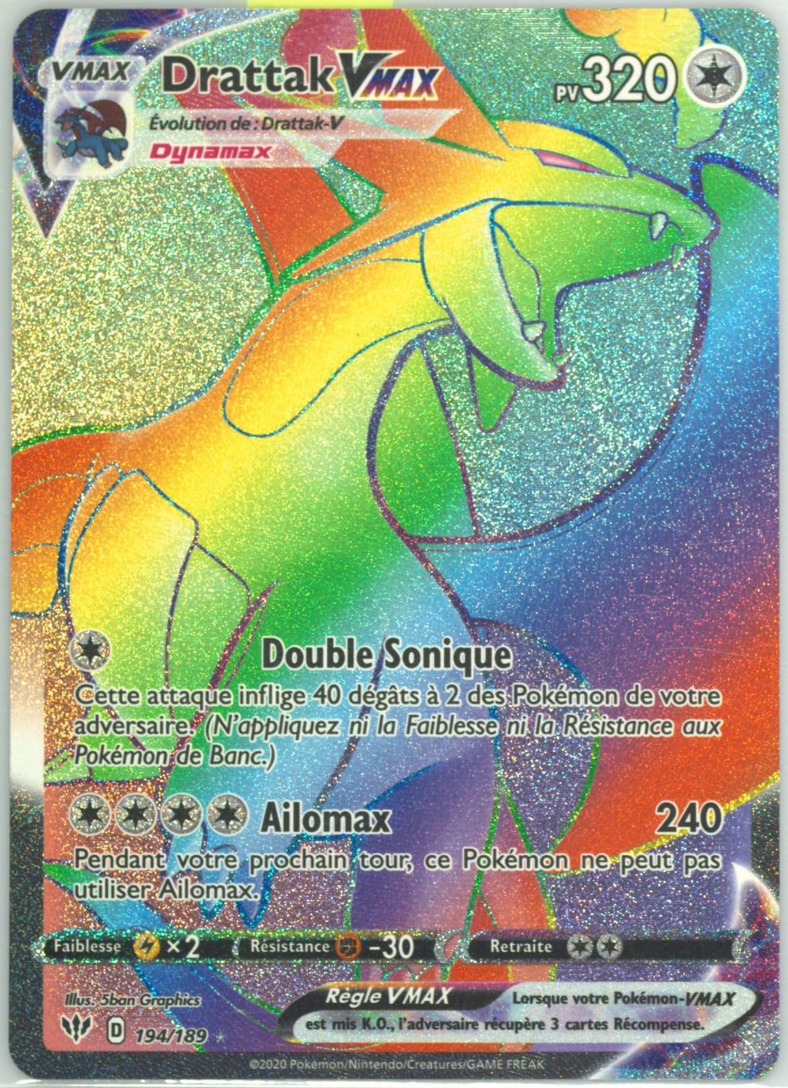 Full Art/Drattak Vmax French-Secret (194) 2020 Pokemon Sword & Shield Darkness Ablaze