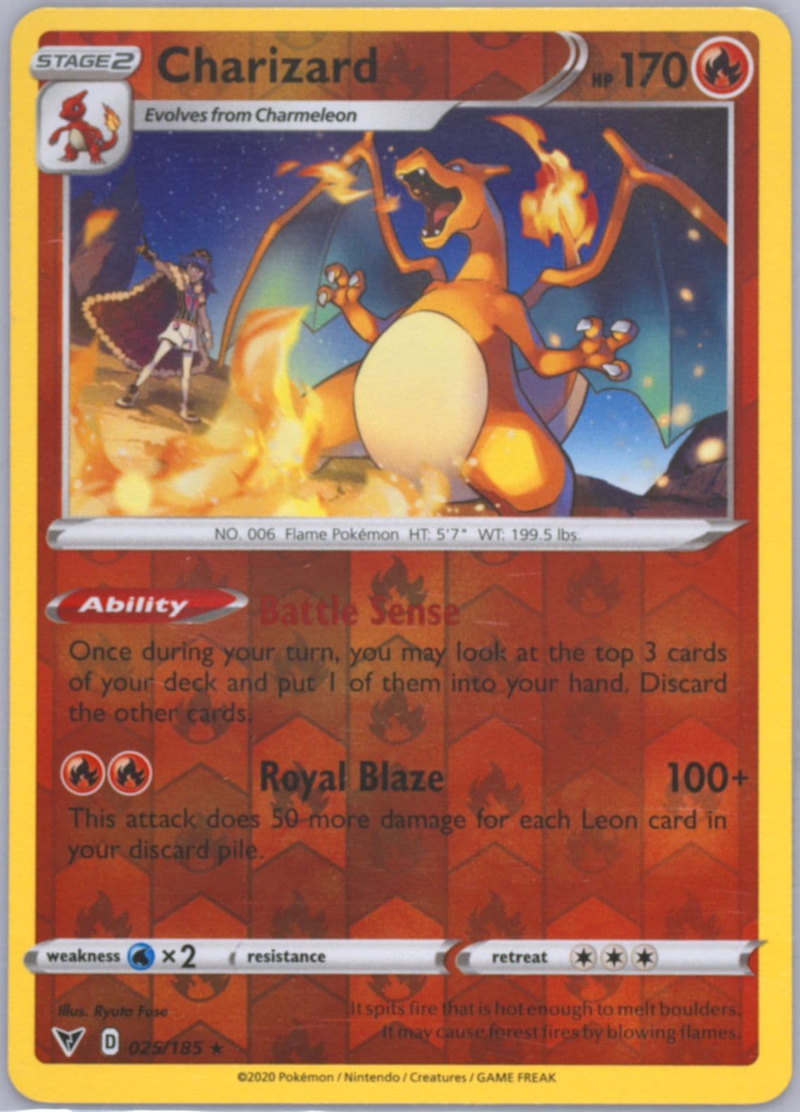 Charizard-Reverse Foil Italian (025) 2020 Pokemon Sword & Shield Vivid Voltage