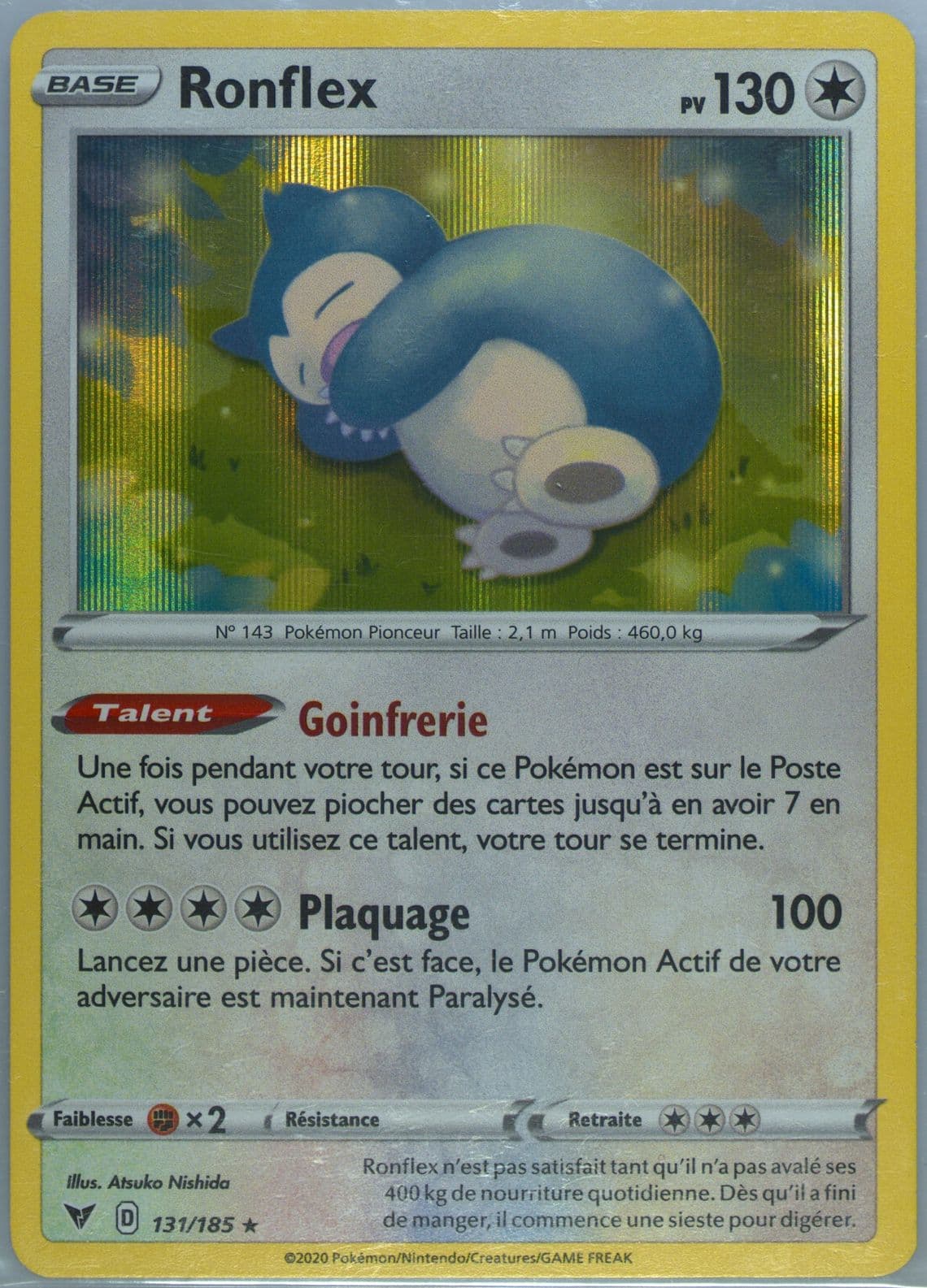 Ronflex-Holo French (131) 2020 Pokemon Sword & Shield Vivid Voltage