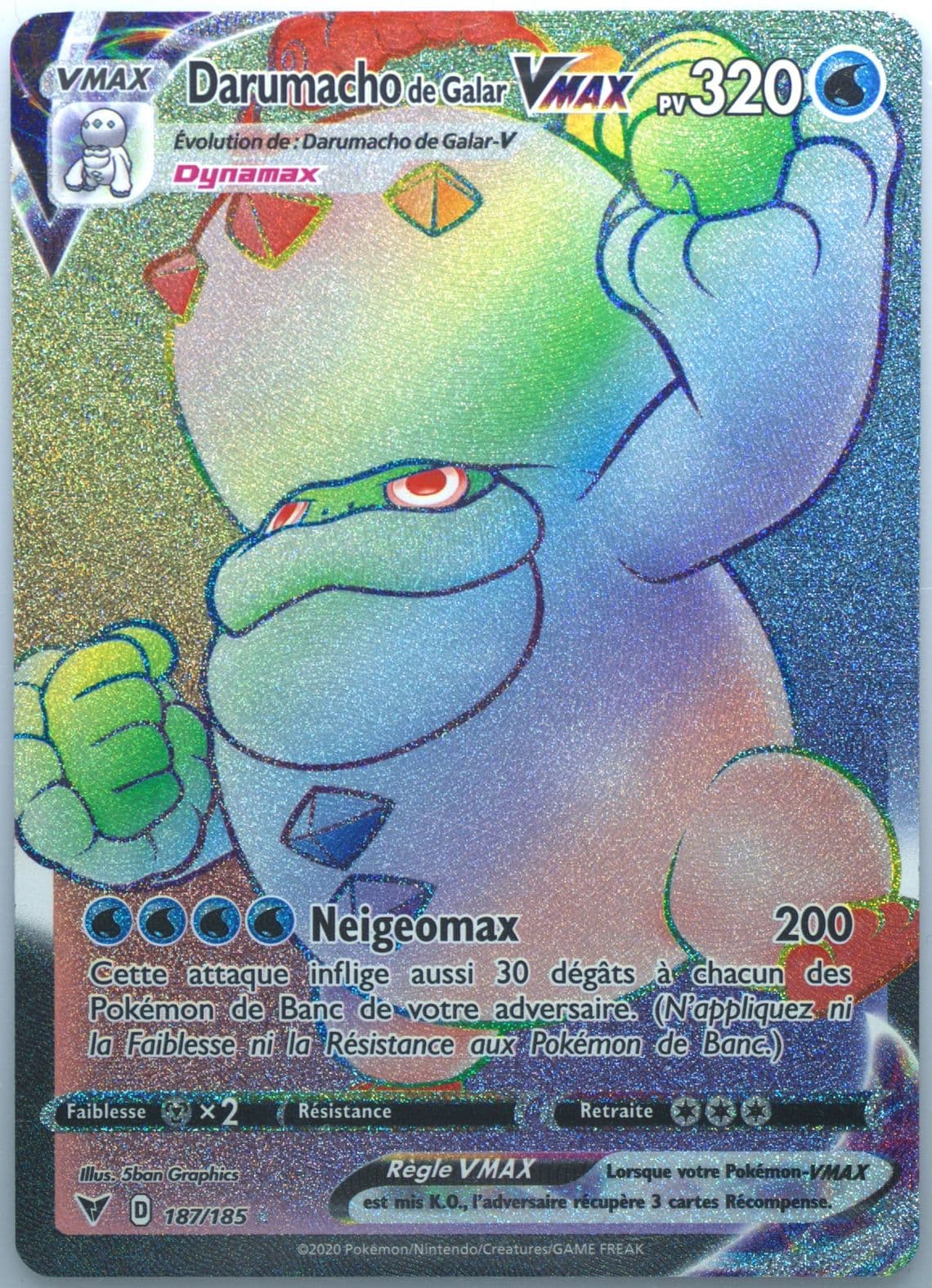 Full Art/Darumacho de Galar Vmax French-Secret (187) 2020 Pokemon Sword & Shield Vivid Voltage