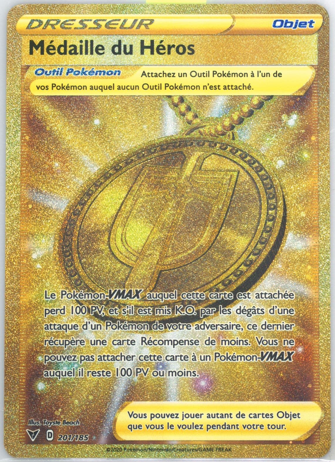 Full Art/Medaille Du Heros French-Secret (201) 2020 Pokemon Sword & Shield Vivid Voltage