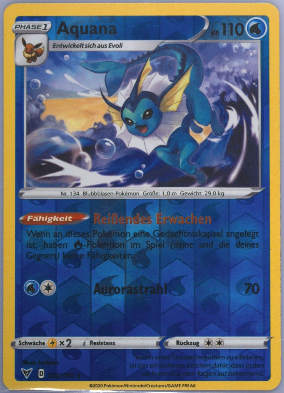 Aquana-Reverse Foil German (030) 2020 Pokemon Sword & Shield Vivid Voltage
