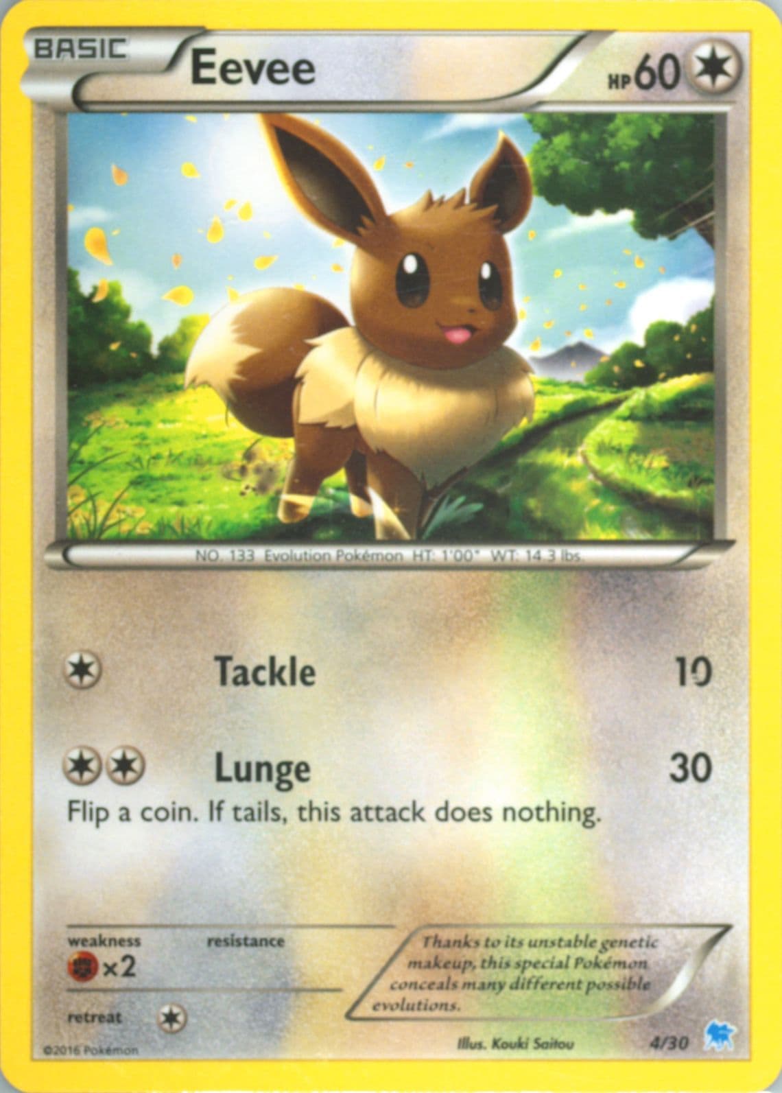 Eevee (4) 2016 Pokemon XY Trainer Kit Suicune Half Deck