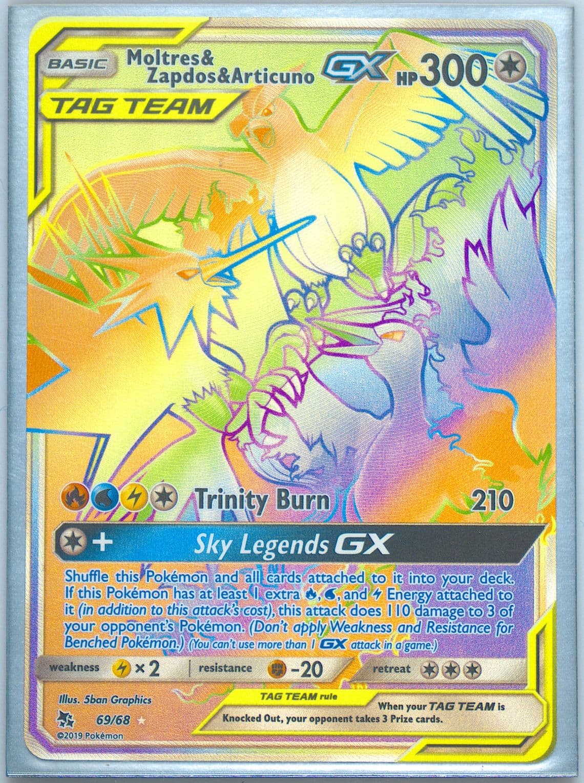 Full Art/Moltres, Zapdos Y Articuno GX Spanish-Secret (69) 2019 Pokemon Sun & Moon Hidden Fates