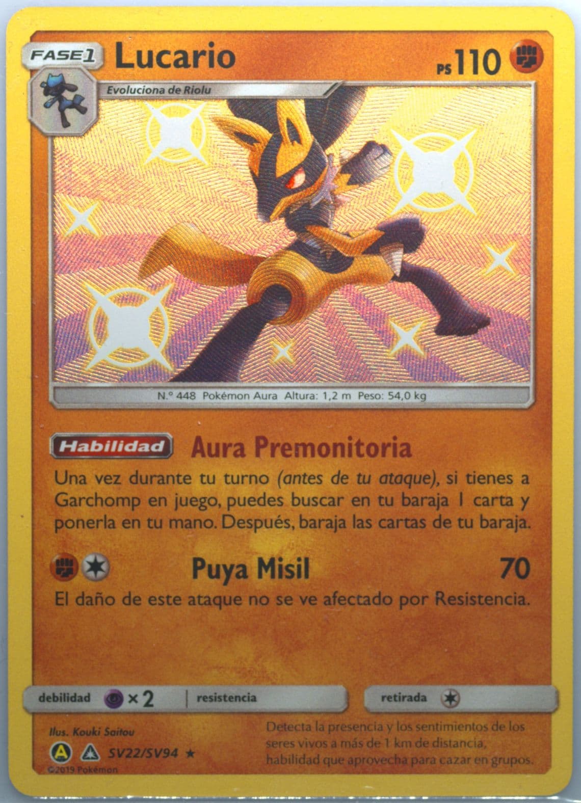 Lucario-Holo Spanish (SV22) 2019 Pokemon Sun & Moon Hidden Fates