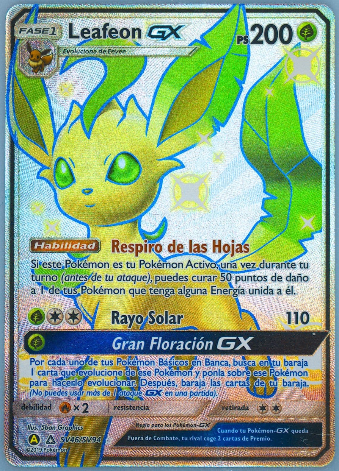 Full Art/Leafeon GX Spanish (SV46) 2019 Pokemon Sun & Moon Hidden Fates