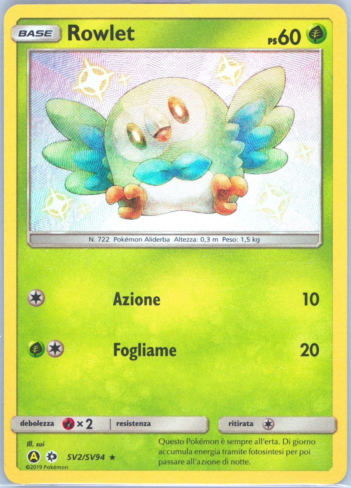 Rowlet-Holo Italian (SV2) 2019 Pokemon Sun & Moon Hidden Fates