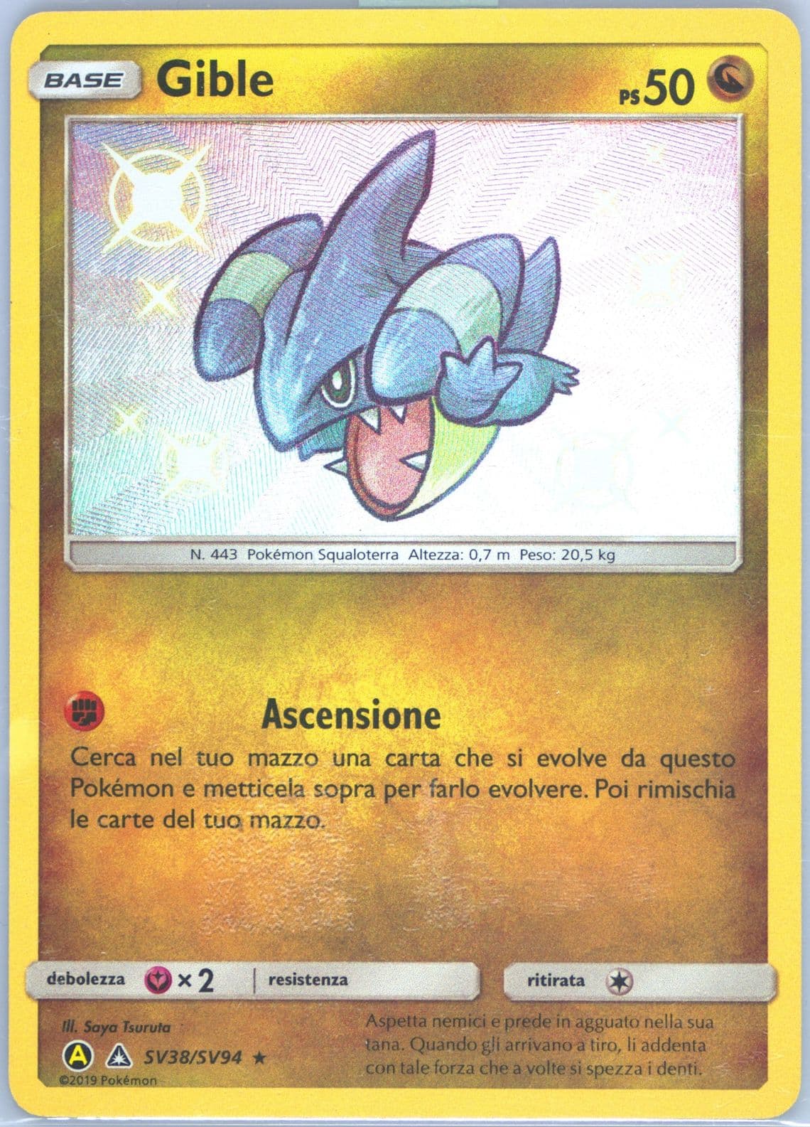 Gible-Holo Italian (SV38) 2019 Pokemon Sun & Moon Hidden Fates