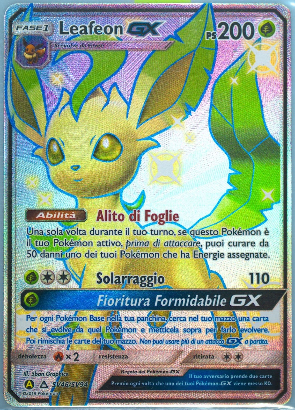 Full Art/Leafeon GX Italian (SV46) 2019 Pokemon Sun & Moon Hidden Fates