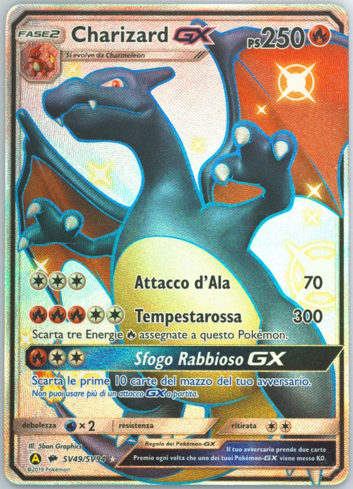 Full Art/Charizard GX Italian (SV49) 2019 Pokemon Sun & Moon Hidden Fates
