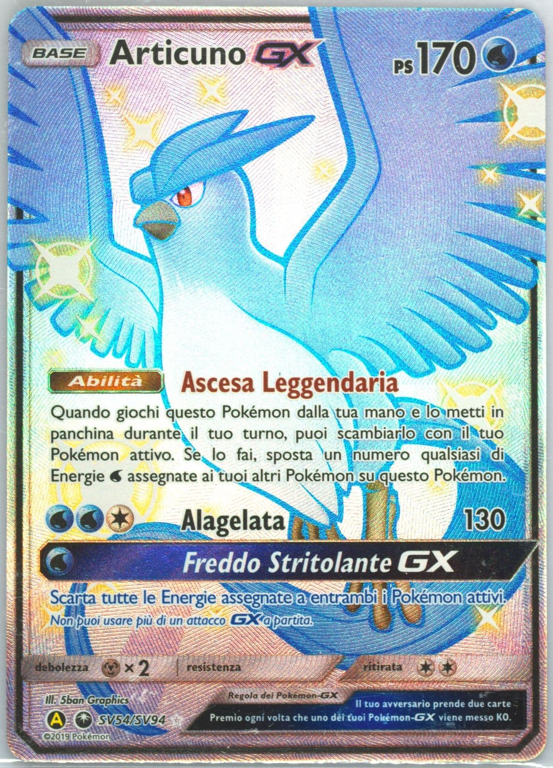 Full Art/Articuno GX Italian (SV54) 2019 Pokemon Sun & Moon Hidden Fates