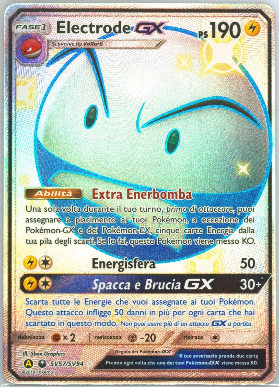 Full Art/Electrode GX Italian (SV57) 2019 Pokemon Sun & Moon Hidden Fates