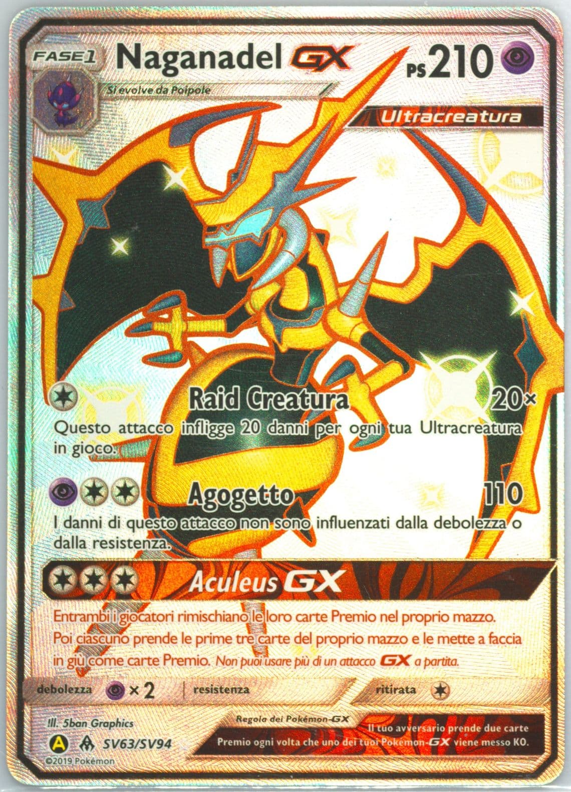 Full Art/Naganadel GX Italian (SV63) 2019 Pokemon Sun & Moon Hidden Fates