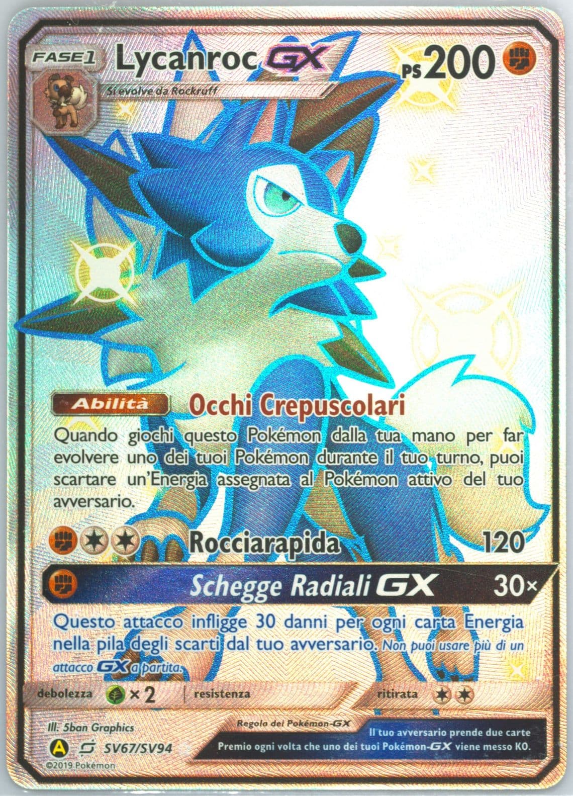 Full Art/Lycanroc GX Italian (SV67) 2019 Pokemon Sun & Moon Hidden Fates