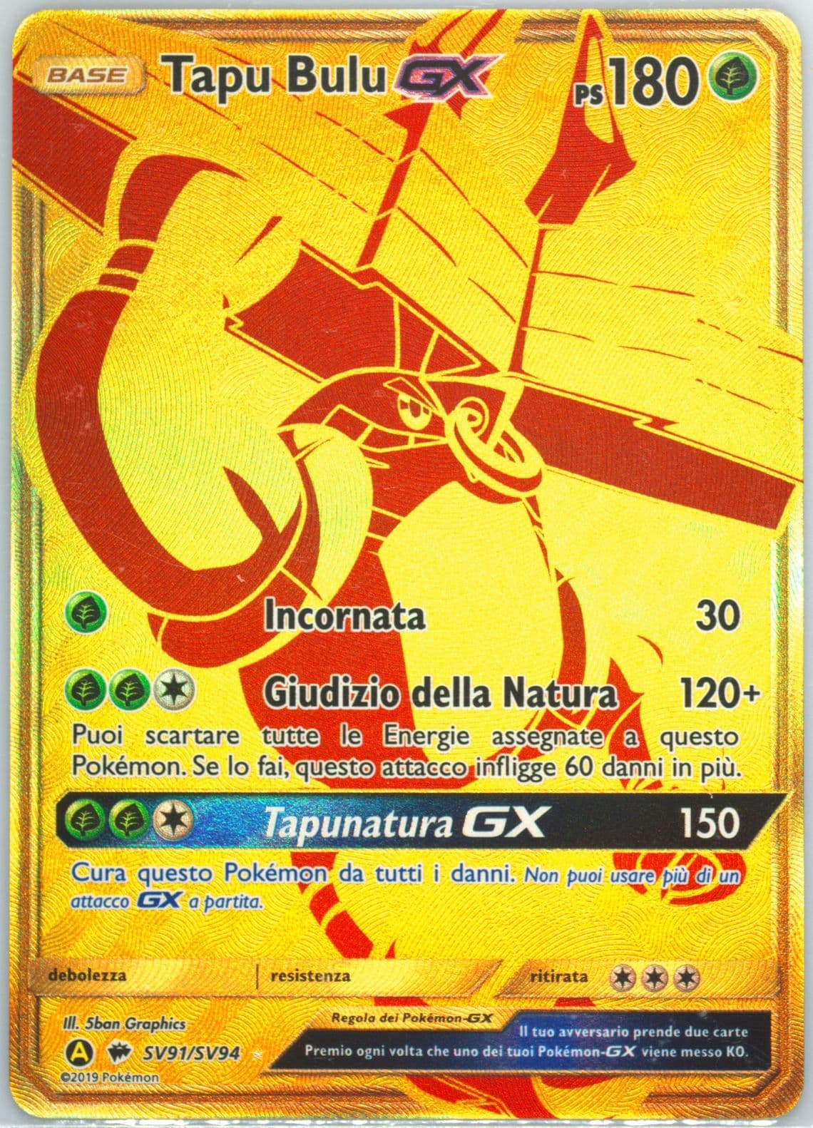 Full Art/Tapu Bulu GX Italian (SV91) 2019 Pokemon Sun & Moon Hidden Fates