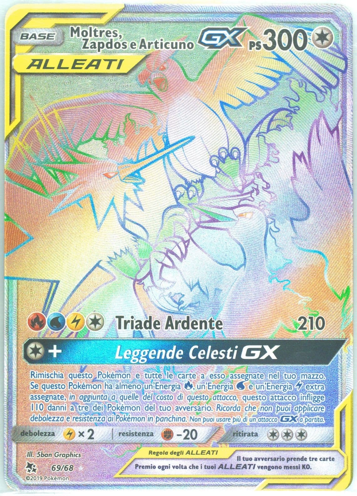 Full Art/Moltres, Zapdos E Articuno GX Italian-Secret (69) 2019 Pokemon Sun & Moon Hidden Fates