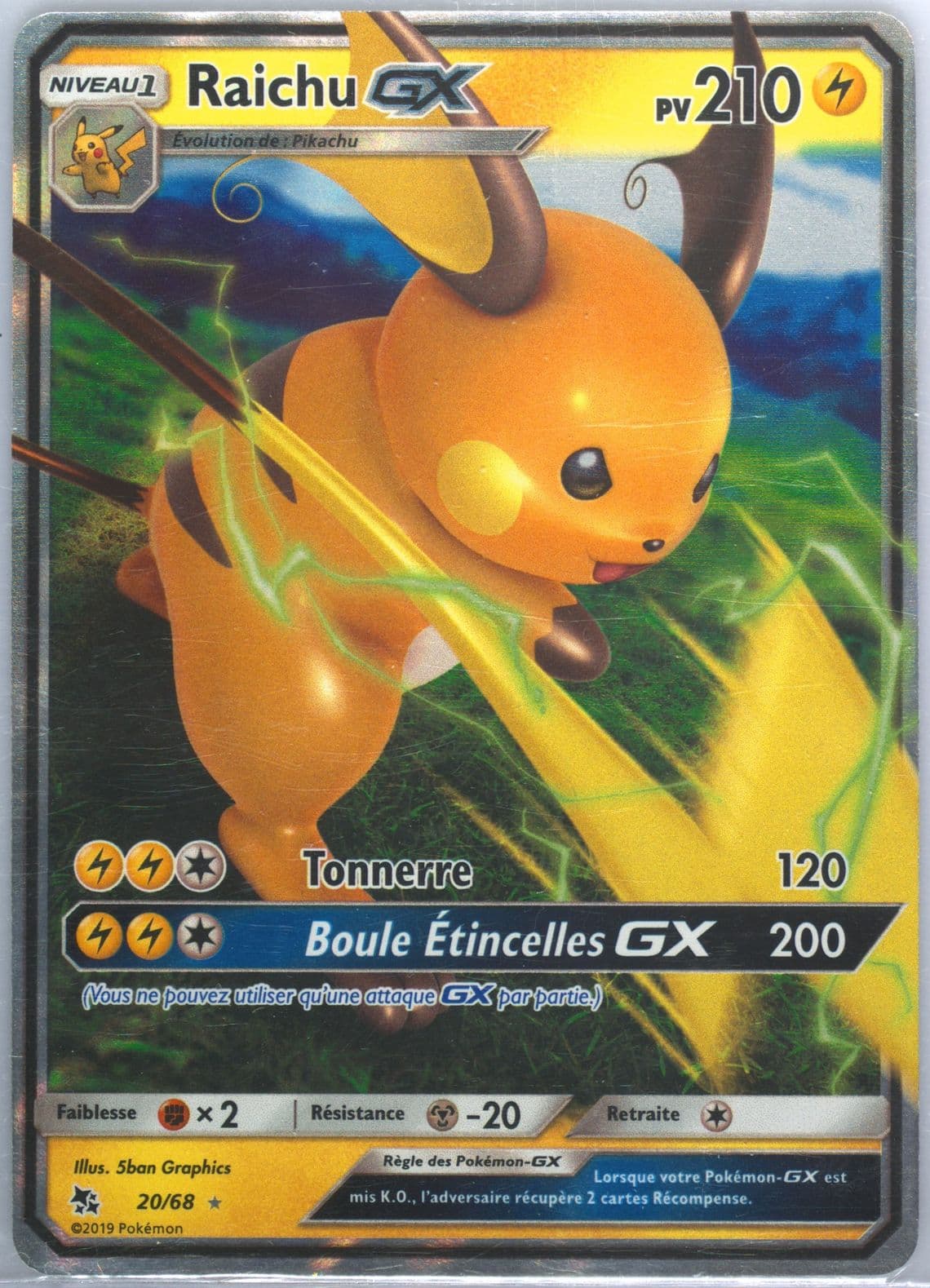Raichu GX French (20) 2019 Pokemon Sun & Moon Hidden Fates