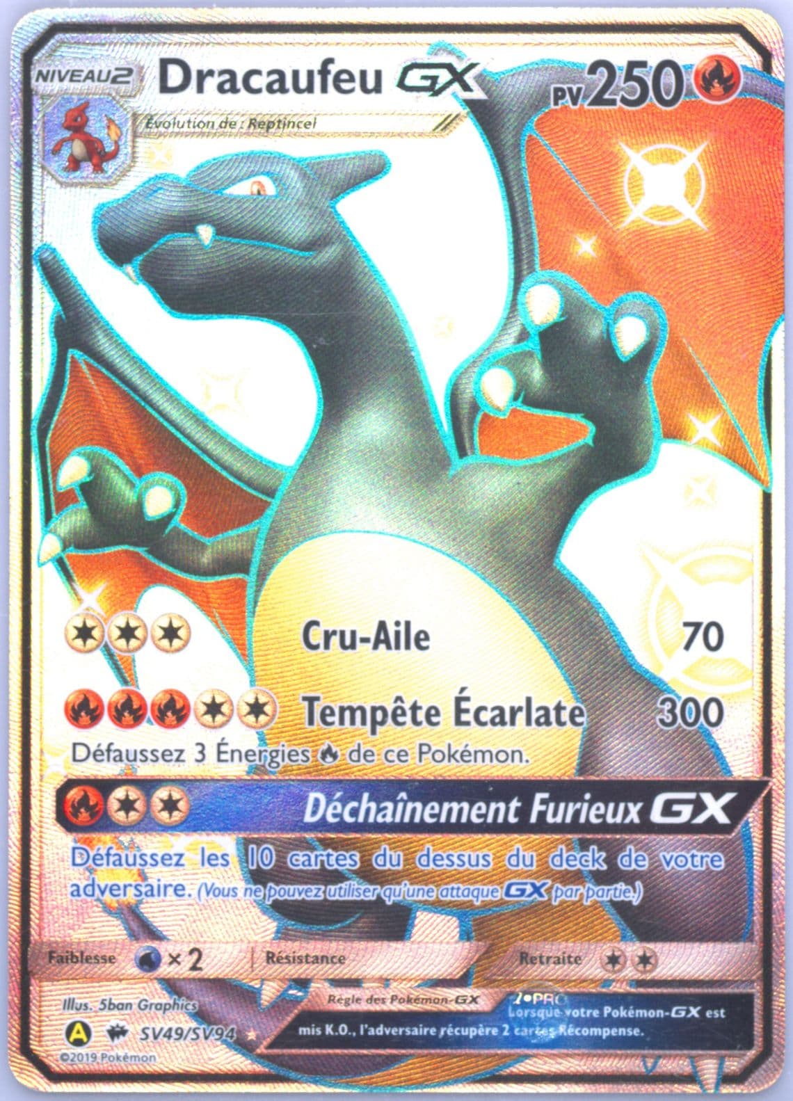 Full Art/Dracaufeu GX French (SV49) 2019 Pokemon Sun & Moon Hidden Fates