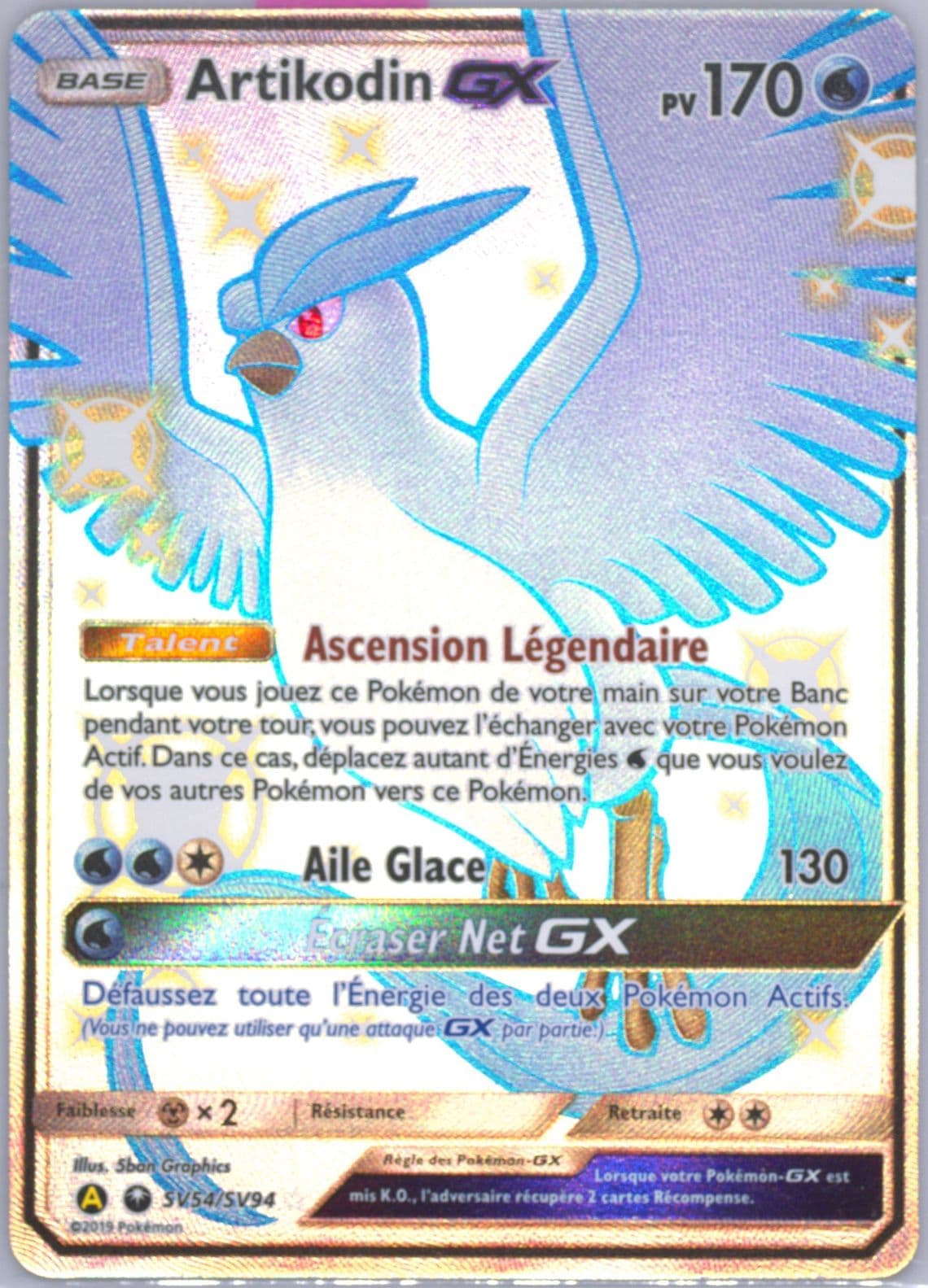 Full Art/Artikodin GX French (SV54) 2019 Pokemon Sun & Moon Hidden Fates