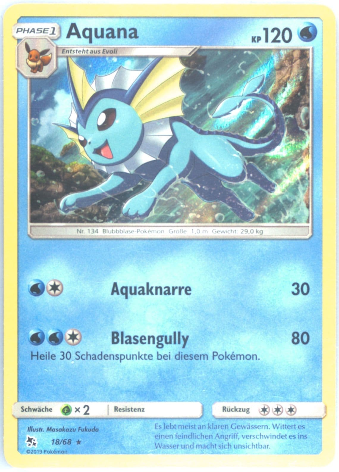 Aquana-Holo German (18) 2019 Pokemon Sun & Moon Hidden Fates