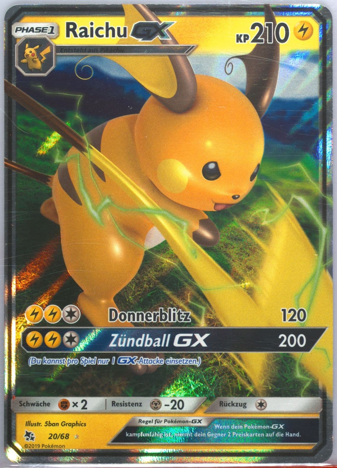 Raichu GX German (20) 2019 Pokemon Sun & Moon Hidden Fates