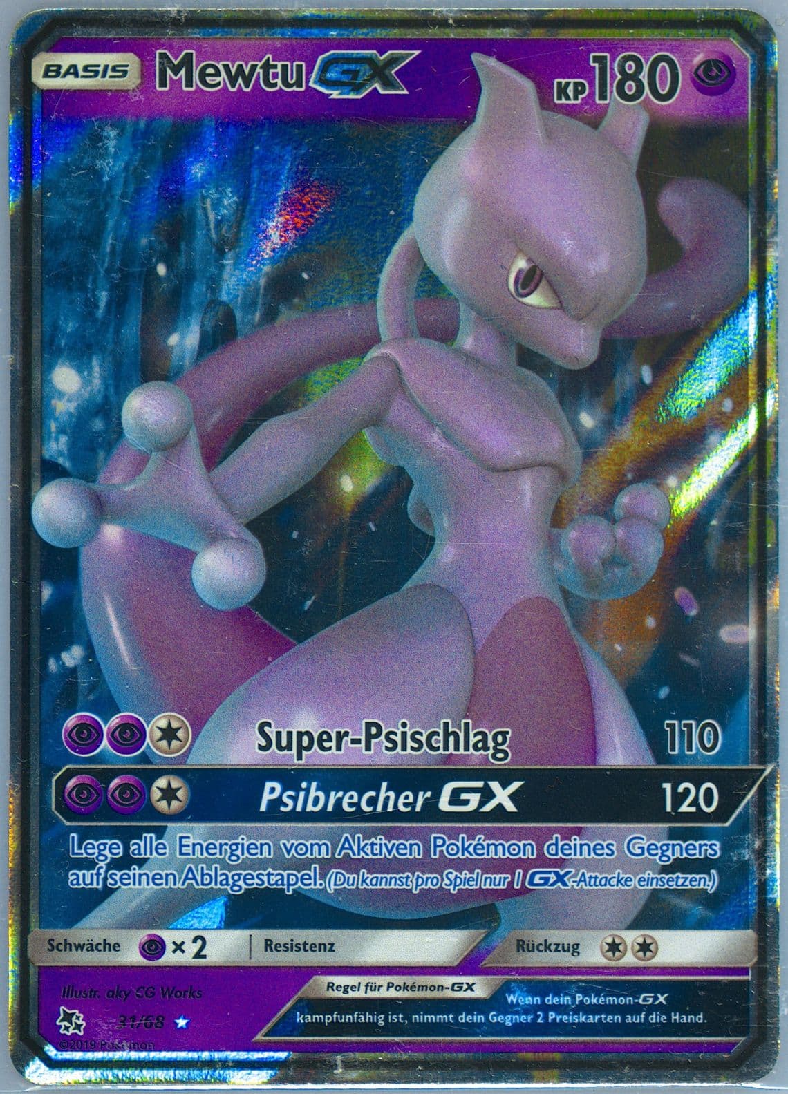 Mewtu GX German (31) 2019 Pokemon Sun & Moon Hidden Fates