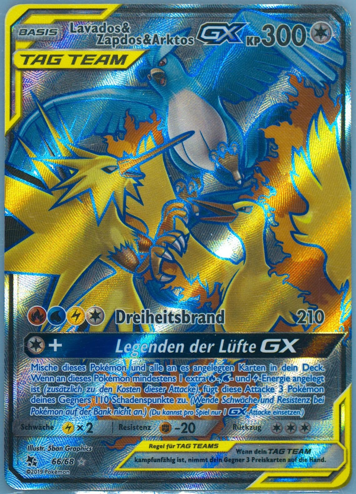 Full Art/Lavados & Zapdos & Arktos GX German (66) 2019 Pokemon Sun & Moon Hidden Fates