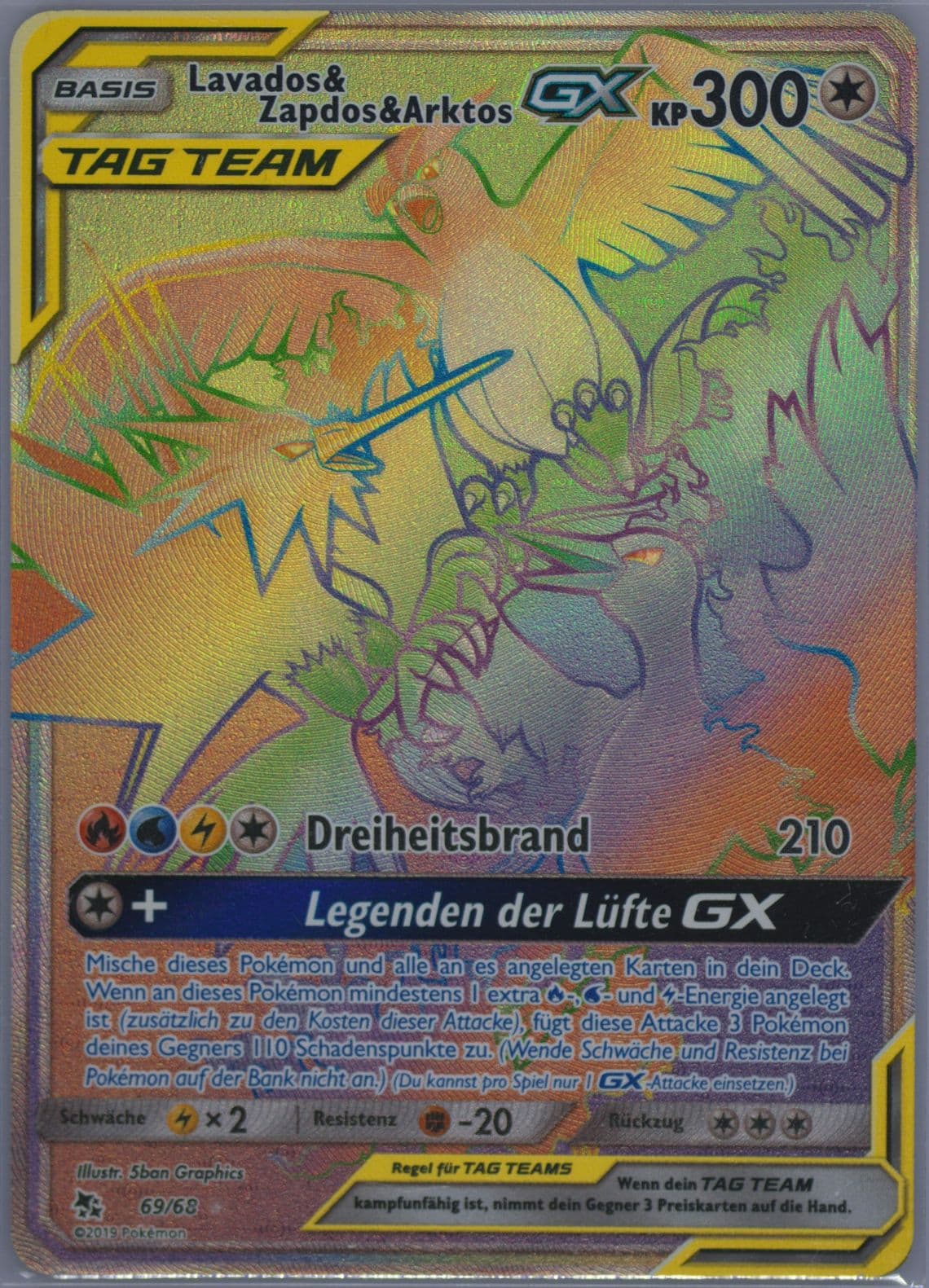 Full Art/Lavados & Zapdos & Arktos GX German-Secret (69) 2019 Pokemon Sun & Moon Hidden Fates
